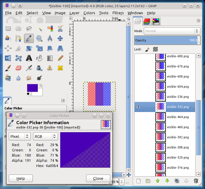 Debug pixmaps in GIMP