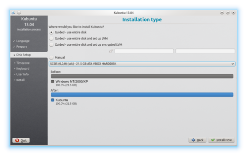 Ubiquity - Disk Setup