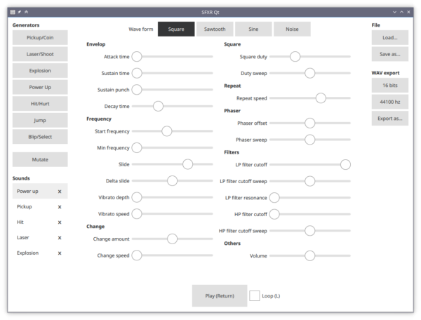 SFXR Qt Screenshot