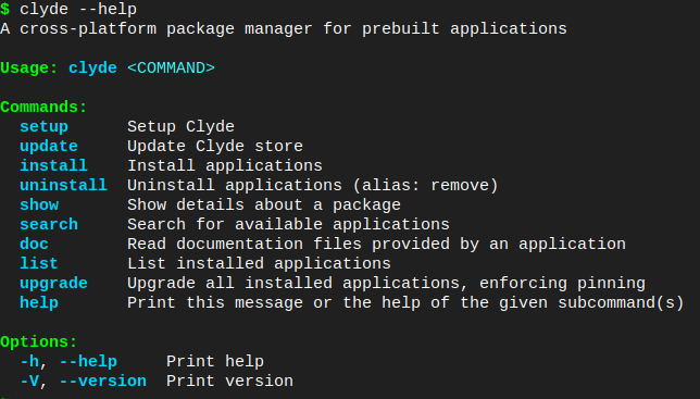 Colored --help output
